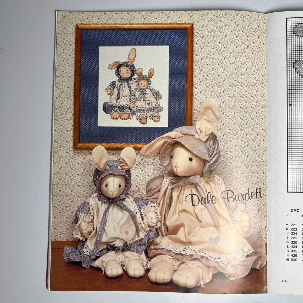 VTG For Bunny Lovers Cross Stitch Patterns‎ Dale Burdett Country Alphabet Crafts